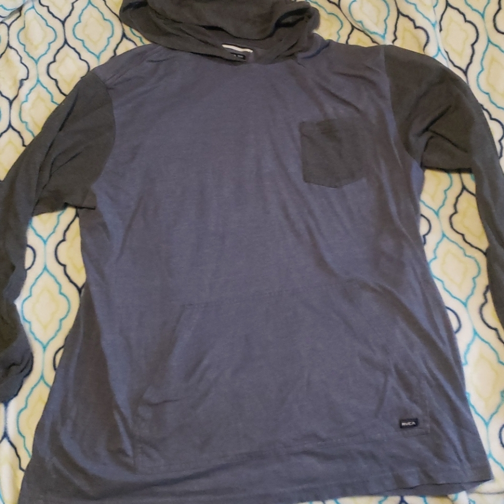 RVCA black and dark blue light hoodie.   Size XXL